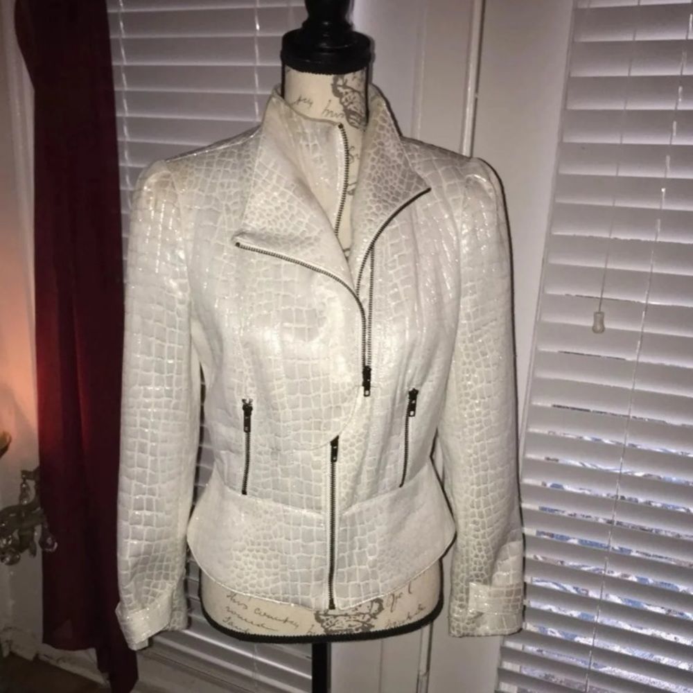 Fabulous Crocodile Print White Jacket